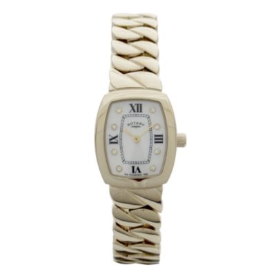 Rotary Ladies' Gold-Plated Stone Set Tonneau Bracelet Watch
