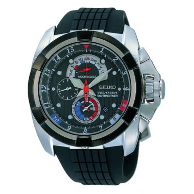 Seiko Men` Velatura Black Strap Sports Watch