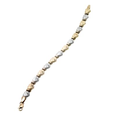 9ct Gold Two Colour Diamond Cut Heart Bracelet - Product number 6144403