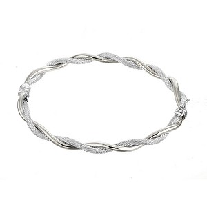 9ct White Gold Hinged Twist Bangle - Product number 6144632