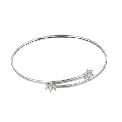 9ct White Gold Cubic Zirconia Flower Bangle - Product number 6144683