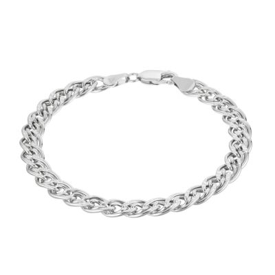 9ct White Gold Double Curb Bracelet