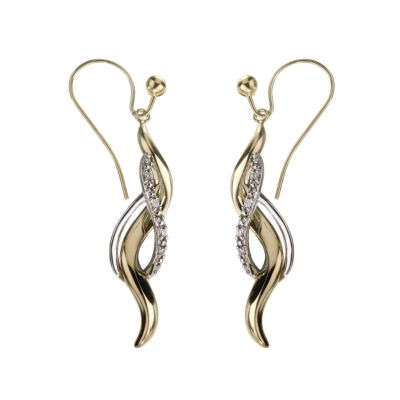 9ct gold two-colour diamond drop earrings - Product number 6147194