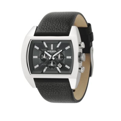 Diesel Men's Black Leather Strap Black Dial Watch - Product number 6147402