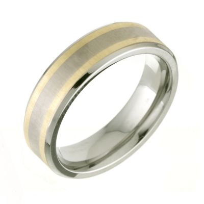 Titanium and 9ct gold signet ring