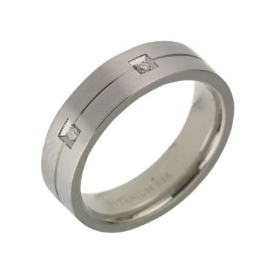 Titanium and diamond signet ring - Product number 6151922