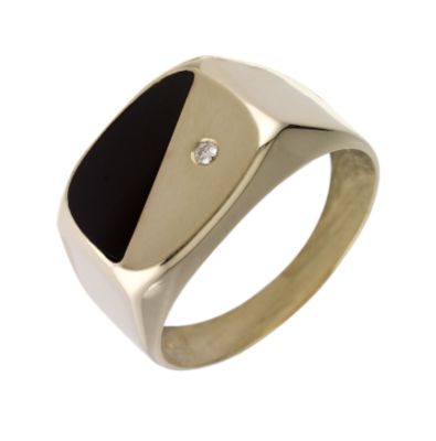 9ct yellow gold and diamond with onyx - Product number 6152430