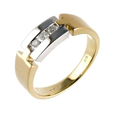 9ct two colour gold three diamond ring - Product number 6153755