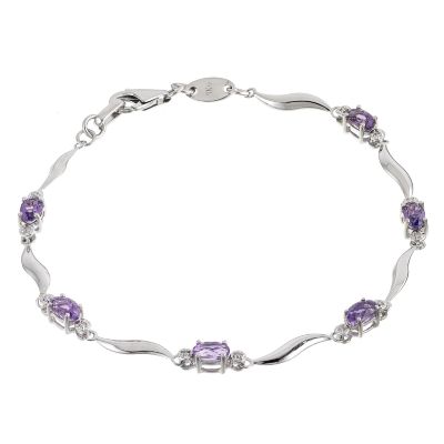 Unbranded 9ct white gold amethyst and diamond bracelet