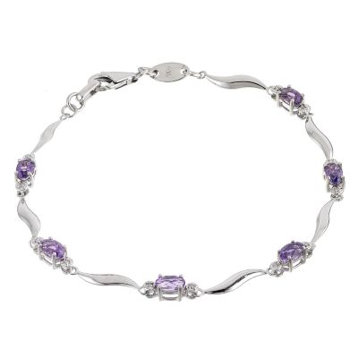 9ct white gold amethyst and diamond bracelet