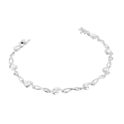 9ct white gold cubic zirconia figure of eight bracelet - Product number 6157084