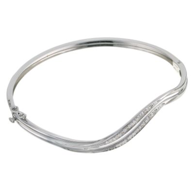 9ct white gold double wave diamond bangle - Product number 6157130