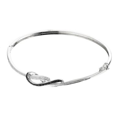 Unbranded 9ct white gold black and white diamond bangle