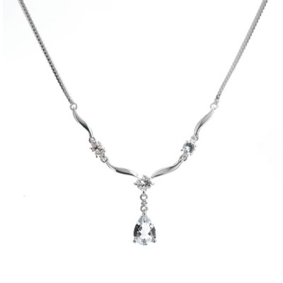 9ct white gold cubic zirconia four stone necklace
