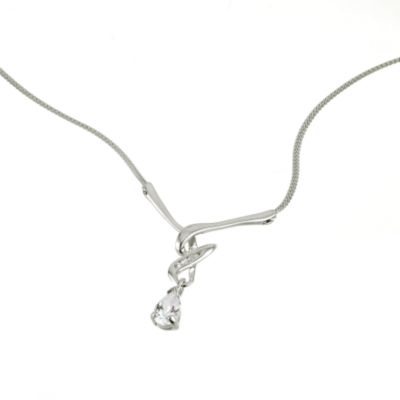 9ct white gold cubic zirconia drop necklace - Product number 6157750