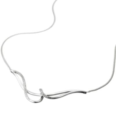 9ct white gold 0.15 carat diamond swirl necklace - Product number 6158412