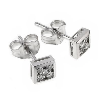 9ct white gold quarter carat square cluster stud earrings - Product number 6158544