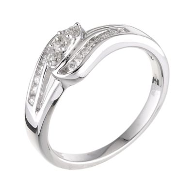 18ct white gold quarter carat diamond three stone ring
