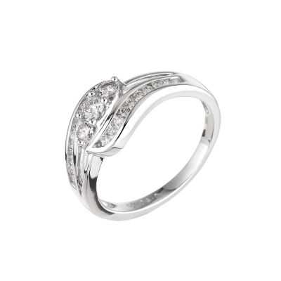 18ct white gold half carat diamond three stone ring