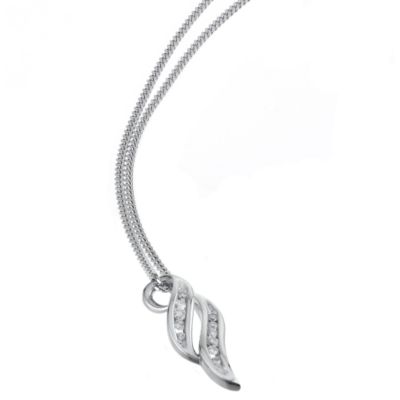 9ct white gold diamond leaf pendant - Product number 6159214