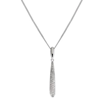 18ct white gold third carat pave diamond pendant necklace