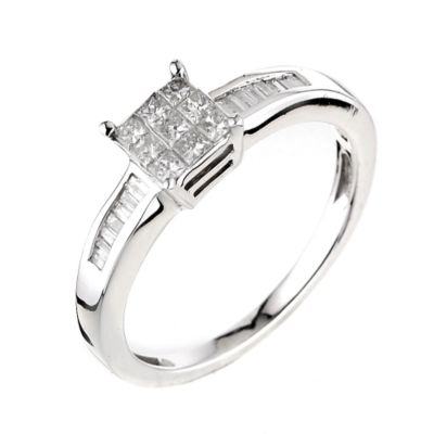 18ct white gold third carat cluster ring