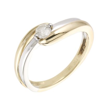 Solitaire 18ct two colour gold 15 point diamond ring - Product number 6161626