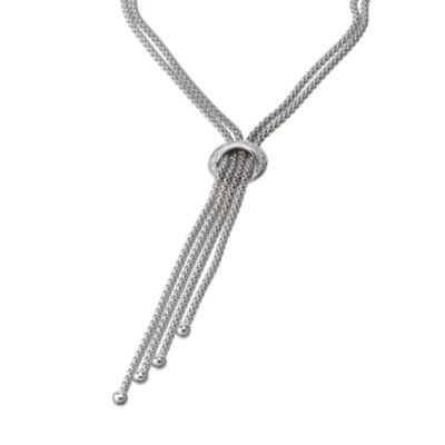 9ct white gold four tassel necklace