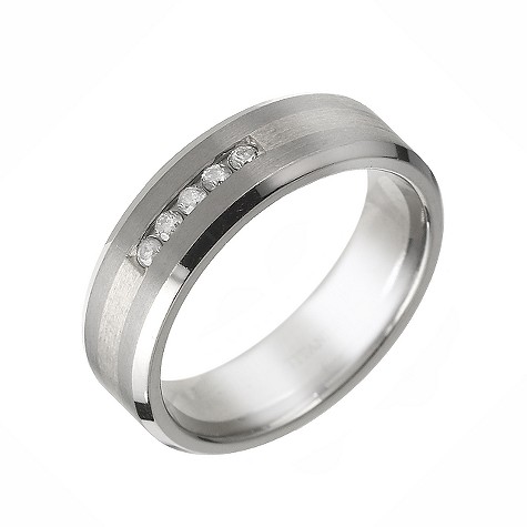 Titanium and sterling silver diamond ring