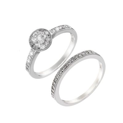 18ct white gold with half carat diamond cluster ring - Product number 6163262
