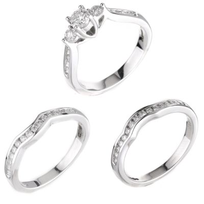 18ct white gold 1 carat diamond bridal set - Product number 6163521
