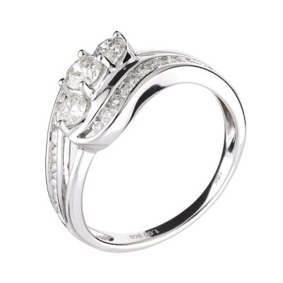 18ct white gold  1 carat diamond three stone ring - Product number 6164730