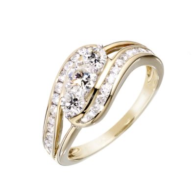 18ct gold total one carat diamond ring