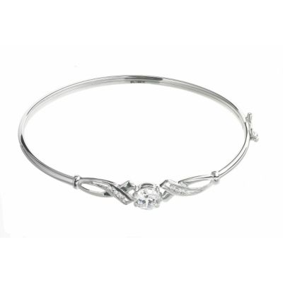 9ct White Gold Cubic Zirconia Bangle - Product number 6167438