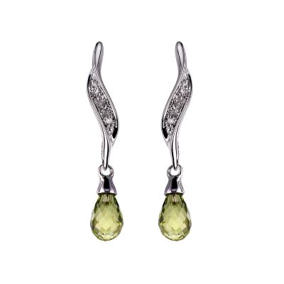 9ct white gold diamond and peridot earrings - Product number 6167632