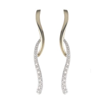 9ct gold & titanium pave set & polished drop earrings - Product number 6167640