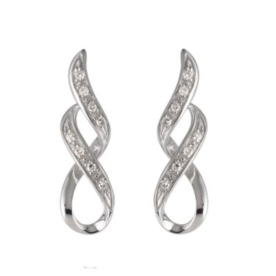 9ct white gold with diamond twist earrings - Product number 6167705