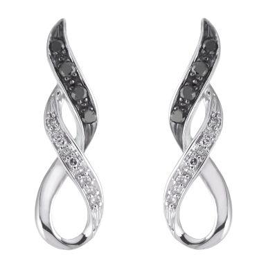 9ct white gold black and white diamond earrings - Product number 6167713