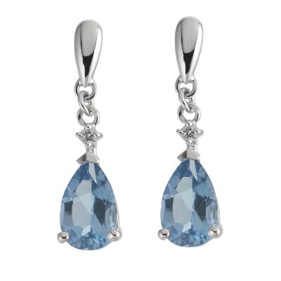 9ct white gold diamond and blue topaz earrings - Product number 6167810
