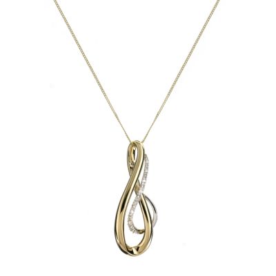 9ct yellow and white gold diamond studded pendant necklace
