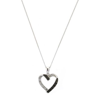 9ct white gold white and black diamond heart pendant - Product number 6168221