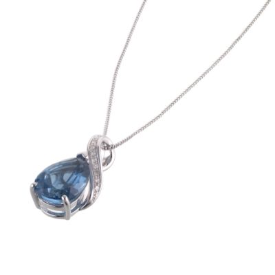 9ct white gold blue topaz diamond pendant - Product number 6168264