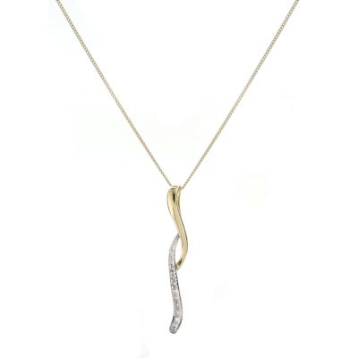 9ct yellow gold polished diamond drop pendant