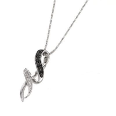 9ct white gold pendant with black and white diamonds - Product number 6168434