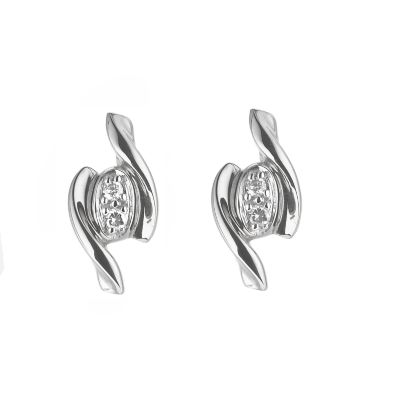 9ct white gold with diamond stud earring - Product number 6168647
