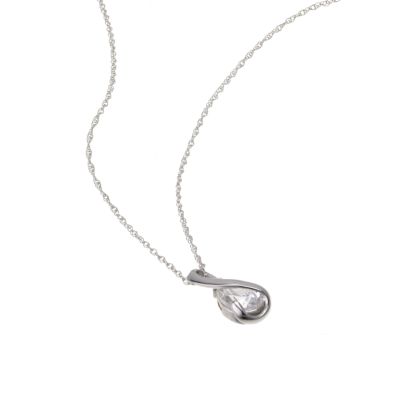 9ct white gold cubic zirconia pear shaped wrapover pendant - Product number 6172512
