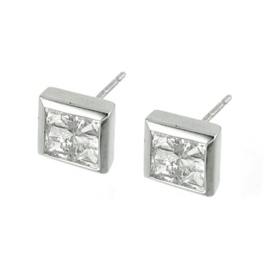 9ct white gold cubic zirconia square stud earrings - Product number 6172644