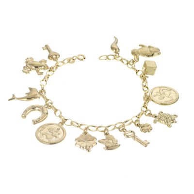 H Samuel 9ct Gold Chunky Multi Charm Bracelet