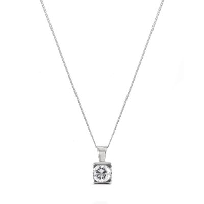 9ct white gold stone set cubic zirconia pendant - Product number 6172784