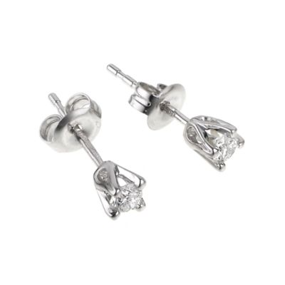 18ct white gold quarter carat certified diamond solitaire earrings - Product number 6172970